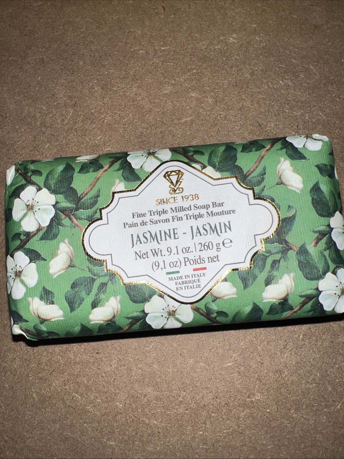Diamante Italian Luxury Bath Bar Soap Jasmine scented 9.1oz fine triple milled