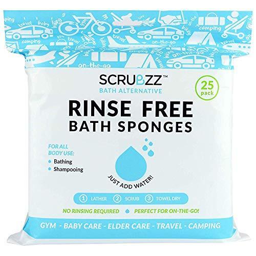 Scrubzz Disposable No Rinse Bathing Wipes – 25 Pack – All-in-1 Single Use Shower