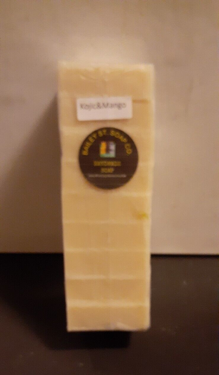 Kojic and Mango Cold Processed handmade soap loaf, 9 precut bars- Free Shipping