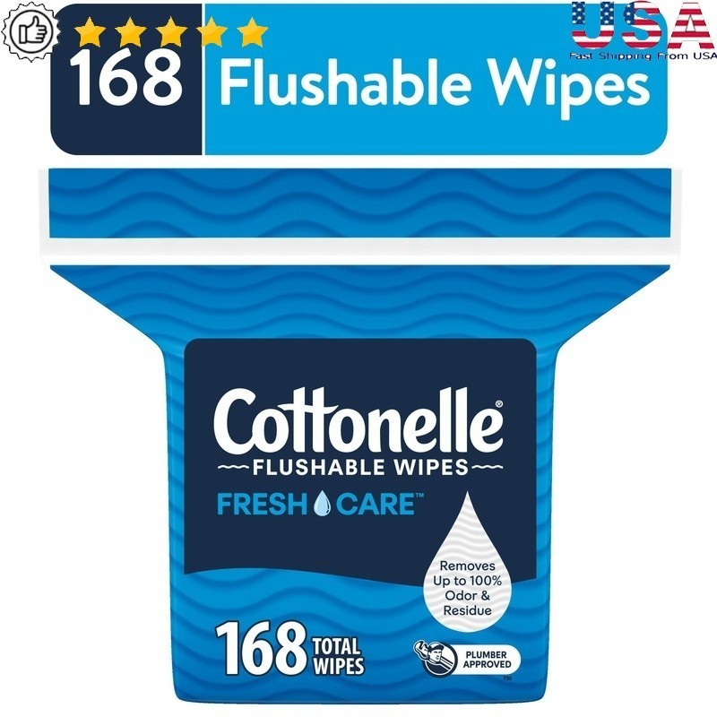 Flushable Wet Wipes Resealable Adult Wipes 168 Count Septic Safe Gentle Clean US