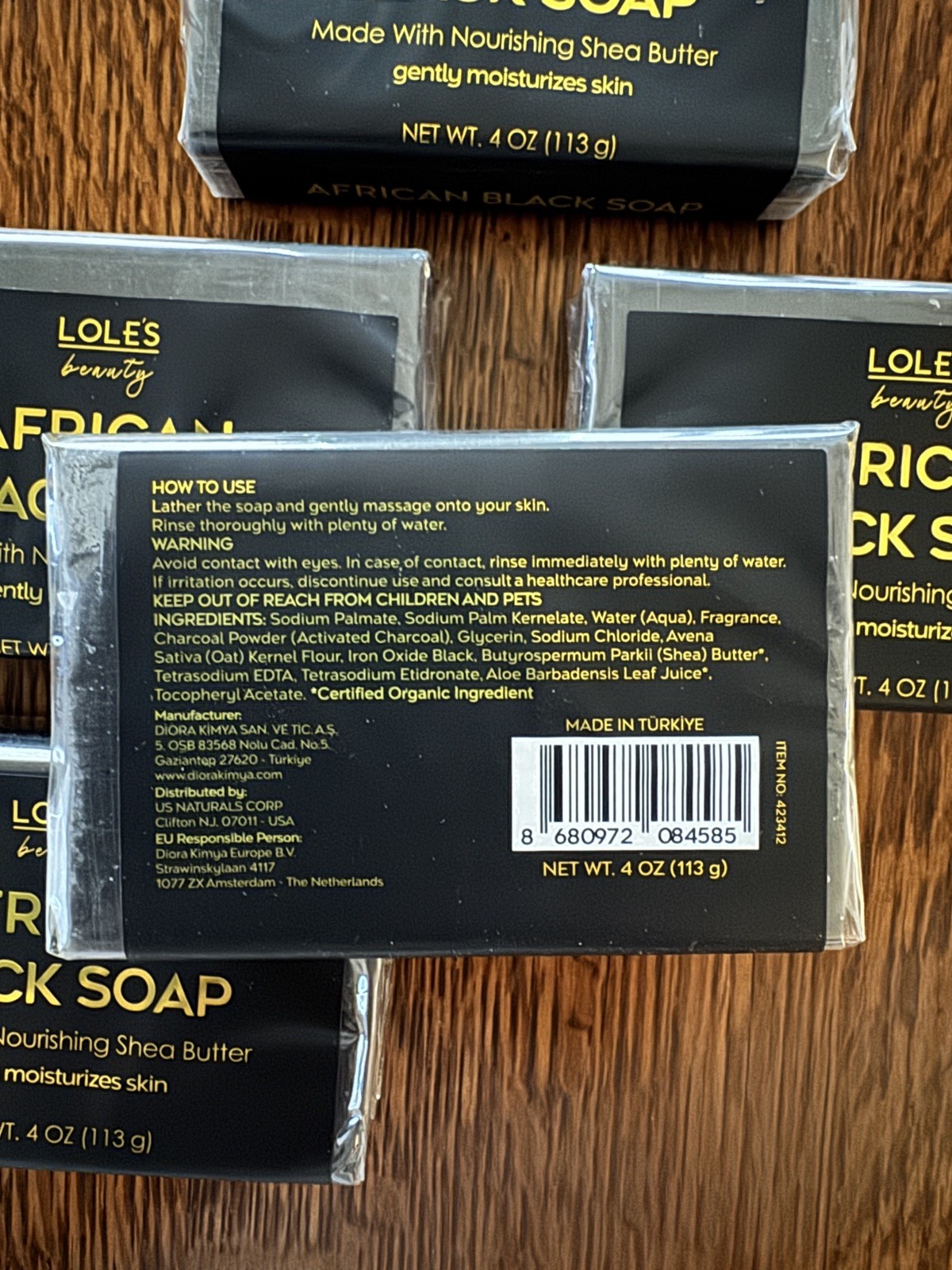 (6) Bars AFRICAN BLACK SOAP Detoxify Acne Eczema Soothing Shea Butter & Charcoal