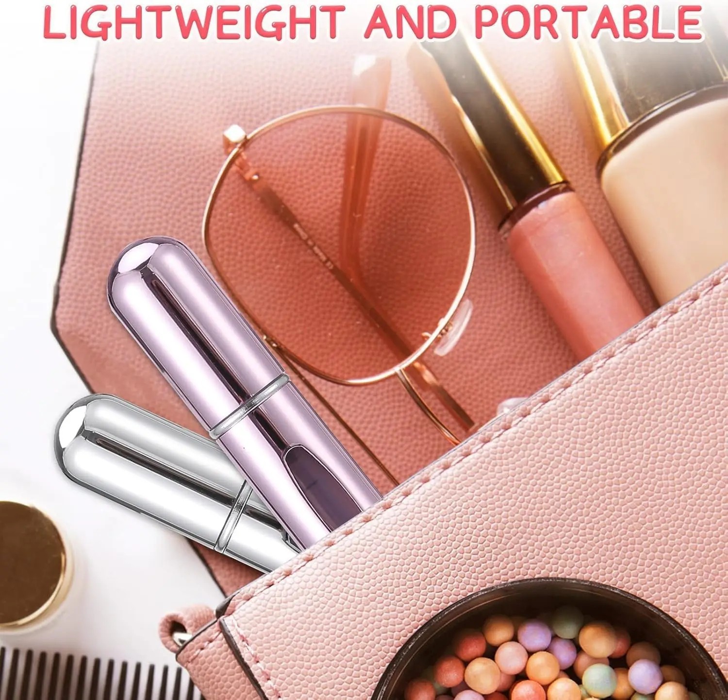 5 Pcs Refillable Travel Portable Perfume Atomizer Bottle Spray Pump Case 5/8 ML