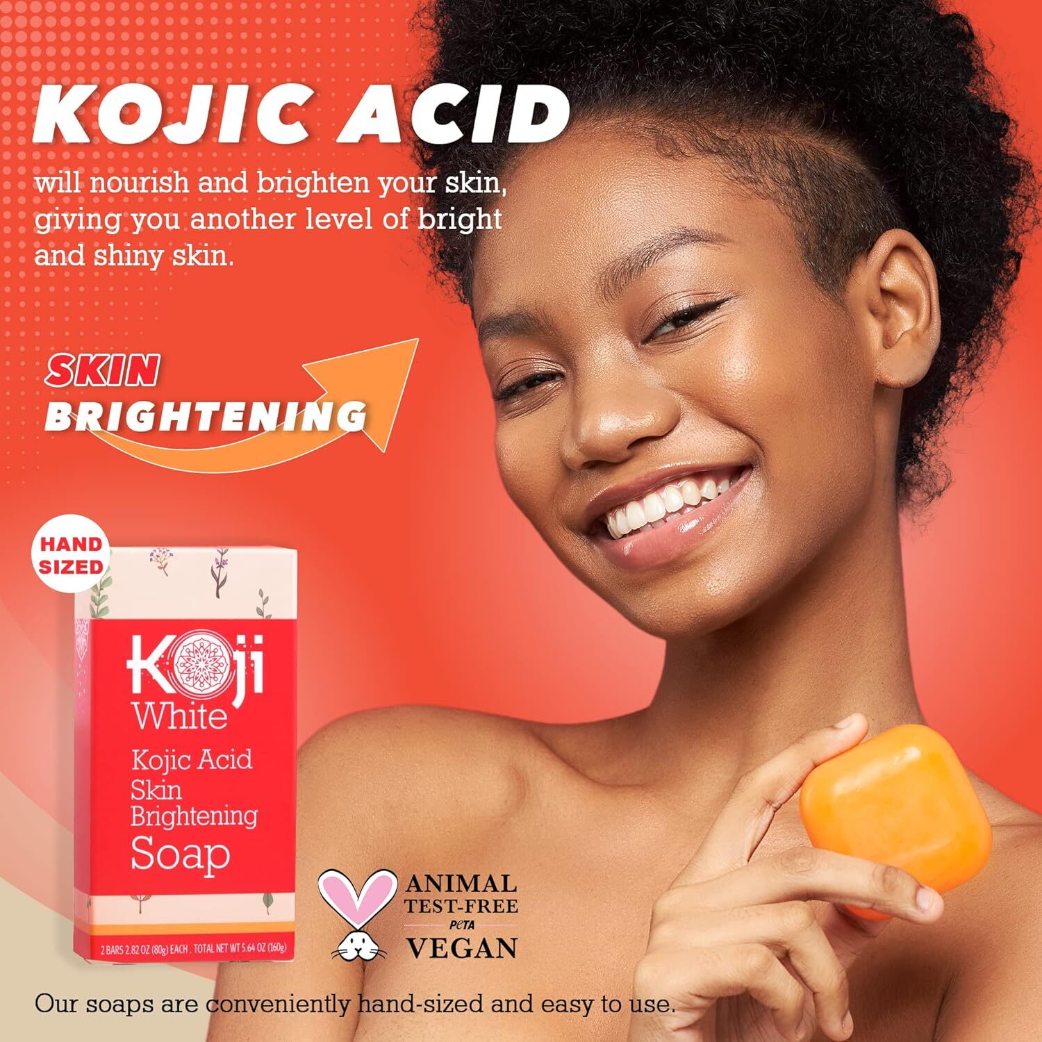 Koji White Pure Kojic Acid Skin Brightening Soap for Face with Hyaluronic Acid,