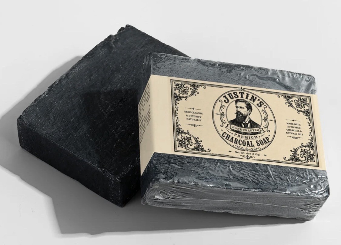 Justin’s Handcrafted Premium Activated Charcoal Body, Face & Hand Soap, 4 oz