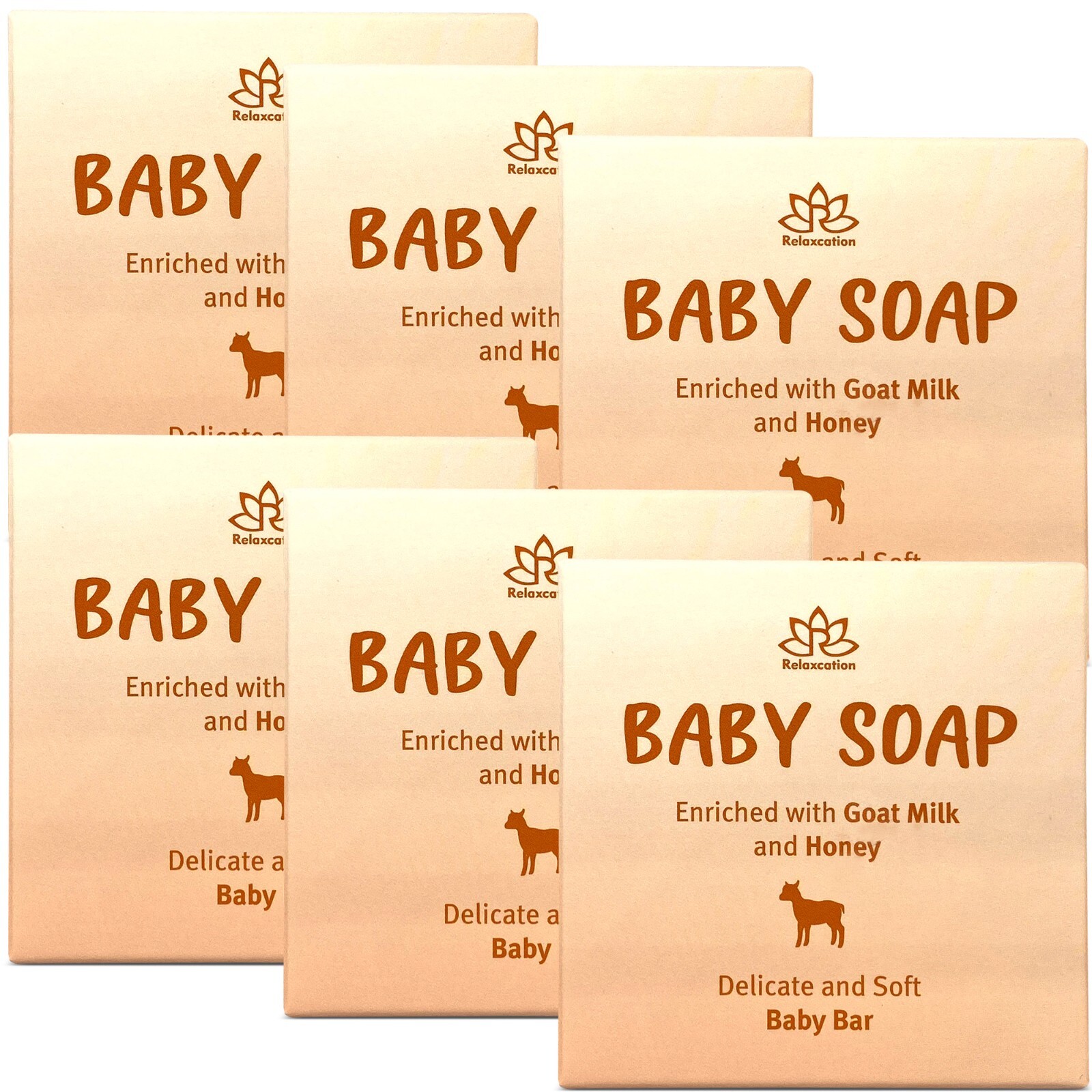 Relaxcation Baby Soap Bars with Goat Milk and Honey-Handmade in USA – Pack of 6