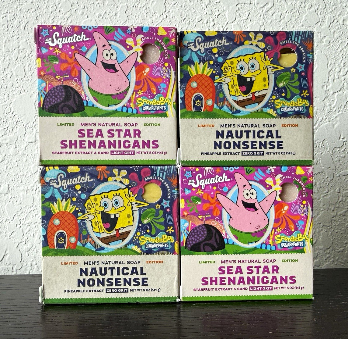 Dr. Squatch SpongeBob Men’s All Natural Soap 4-Pack Sea Star/Nautical 5 oz