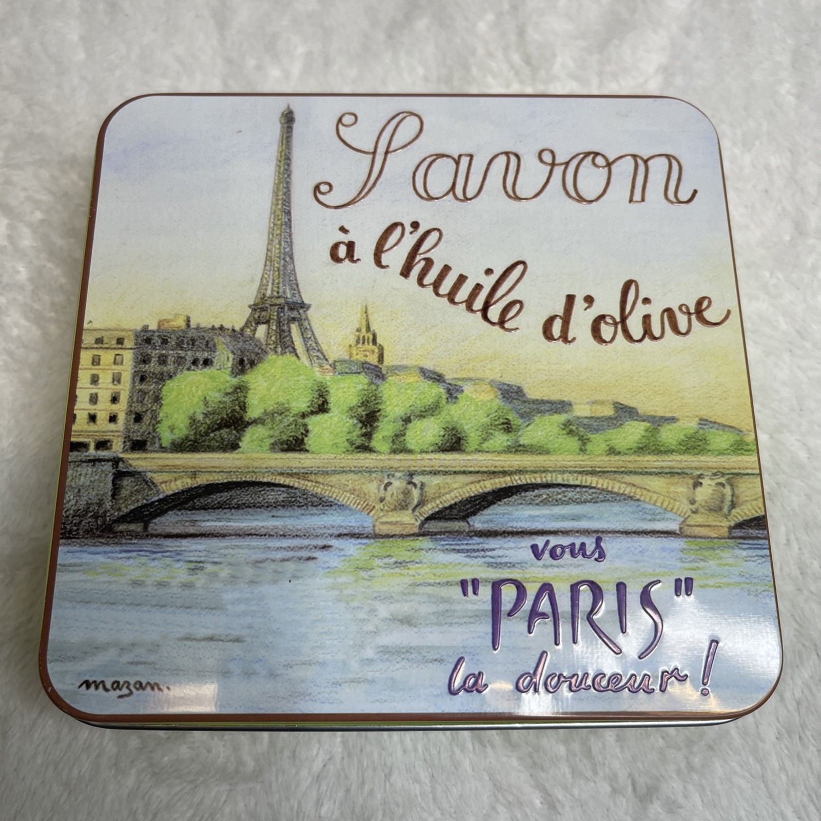 La Savonnerie De Vons Paris Eiffel Tower Theme Tin Box Perfume Soap Bars 4 Pack