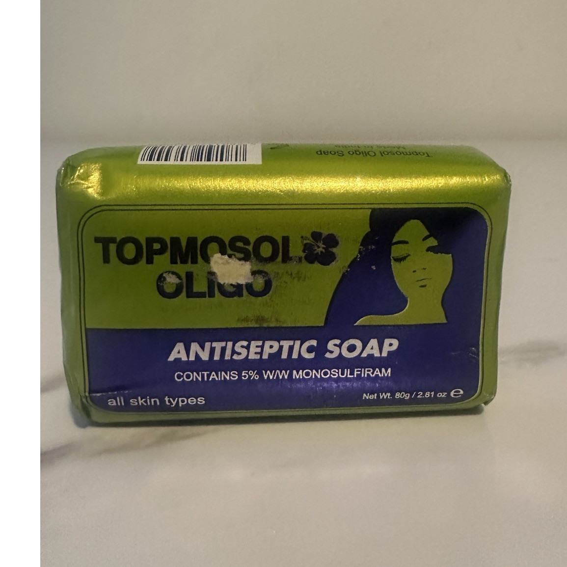 Topmosol Oligo Antiseptic Soap Bar Monosulfiram Green 80g All Skin Types