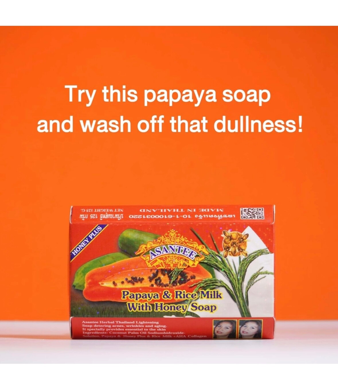 6 Bars x 125g – ASANTEE Papaya & Rice Milk with Honey Cleansing Soap