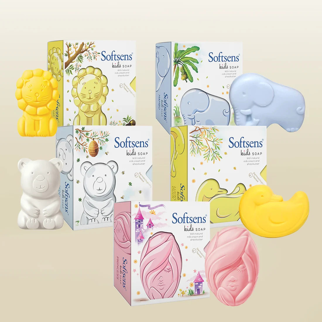 Softsens Pack of 5 Kids Soap With Animal Shape | Baby Love This Soap
