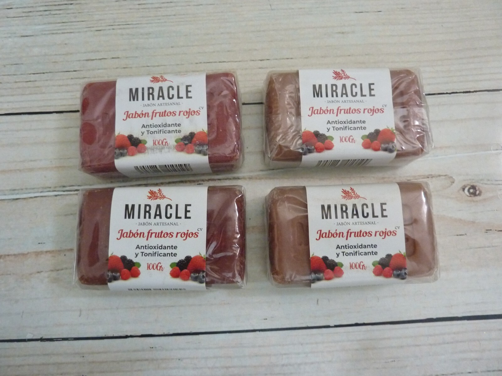 Jabon de Frutos Rojos – Artesanal – Antioxidante y Tonificante – 100gr. 4 Pack