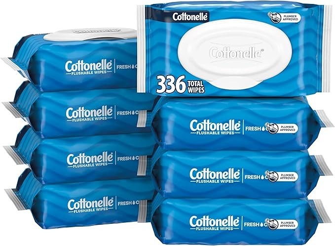 Cottonelle FreshFeel Flushable Wet Wipes for Adults and Kids, 8 Flip – Top Packs