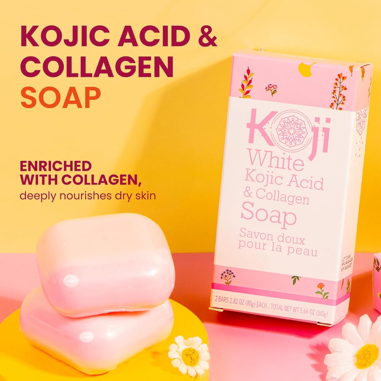 Jabon Blanqueador Koji White Acido Kojico y Acido Hialuronico Hidratacion Facial
