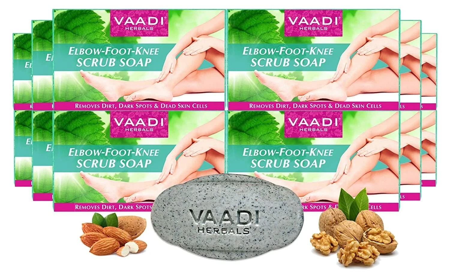 Vaadi Herbals Elbow Foot Knee Scrub Soap with Almond and Walnut Scrub, 75 gm