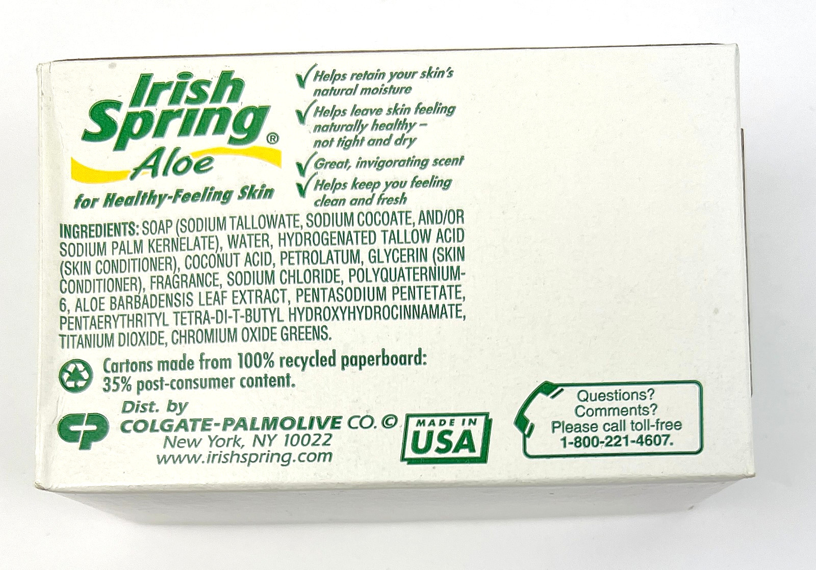 VTG Lot of 8 4.5 oz Bars Of Irish Spring Deodorant Soap w/Aloe Made in USA