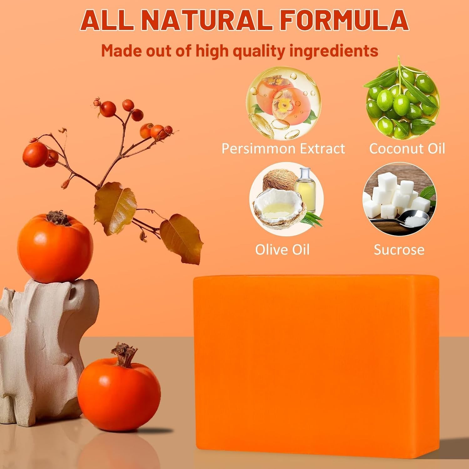 Luxury 2 PCS Persimmon Deodorizing Soap Bar for Daily Use – Skin Friendly