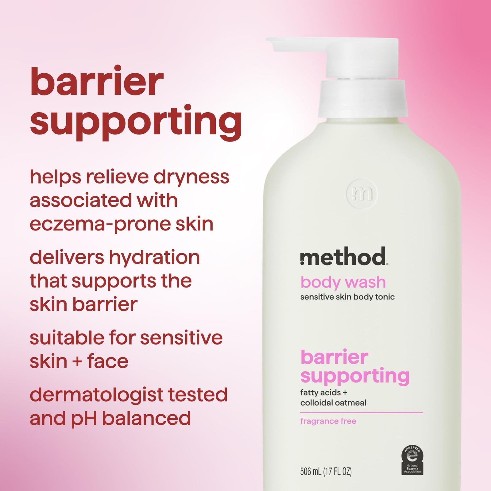 Method Barrier Supporting Body Wash – 17 Fl Oz (Pack of 1), No Color