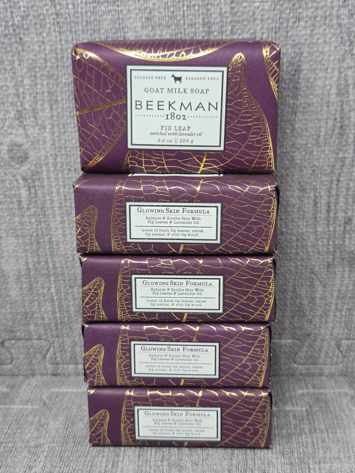 Beekman 1802 Fig Leaf Lavender Oil 9 oz Pure Goat Milk Soap Bar – Lot of 5