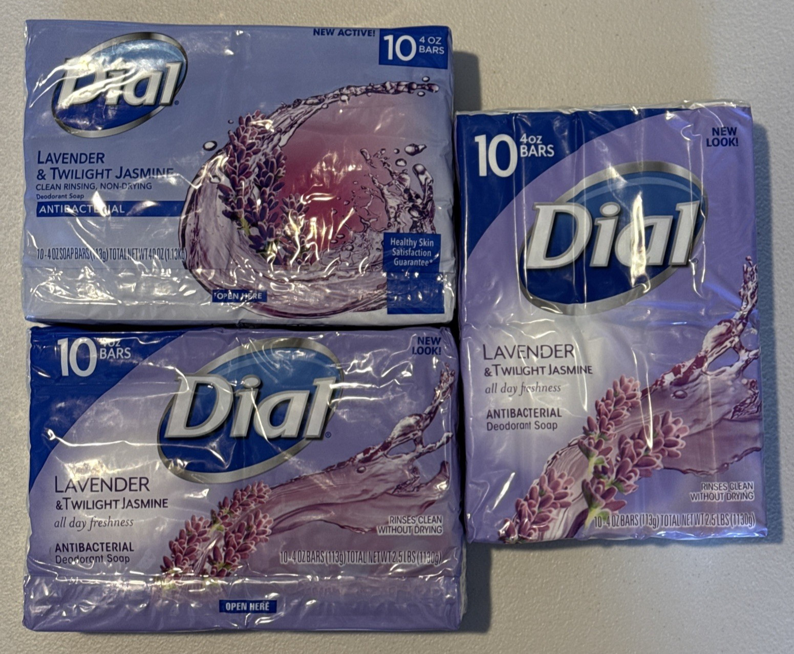 Dial LAVENDER TWILIGHT JASMINE Soap 30 Bars Clean Rinse Non-Drying Antibecterial