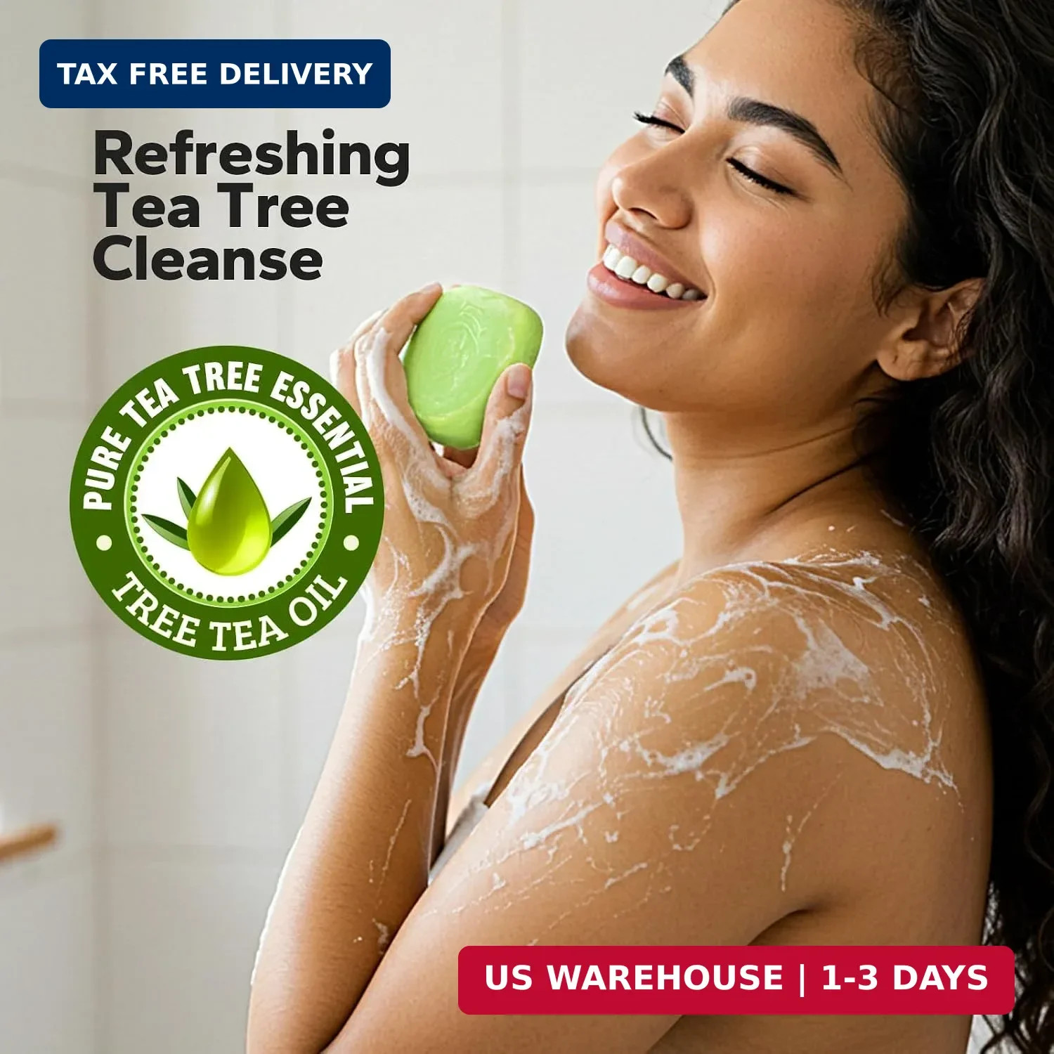 Tea Tree Body Bar Soap (4.23 Oz, 2 Pack), Natural Tea Tree Oil Soap Bar for Face
