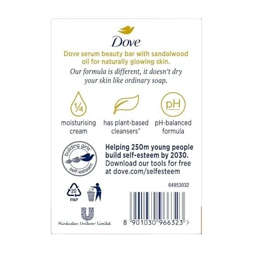 Dove Sandal Glow Serum Bar 125g x 3 Sandalwood Oil Bath Soap