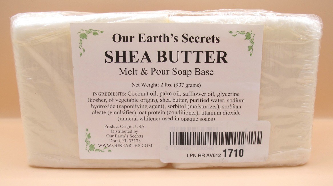 Our Earth’s Secrets Shea Butter Soap Base (1) 2 Pound Block ~ New
