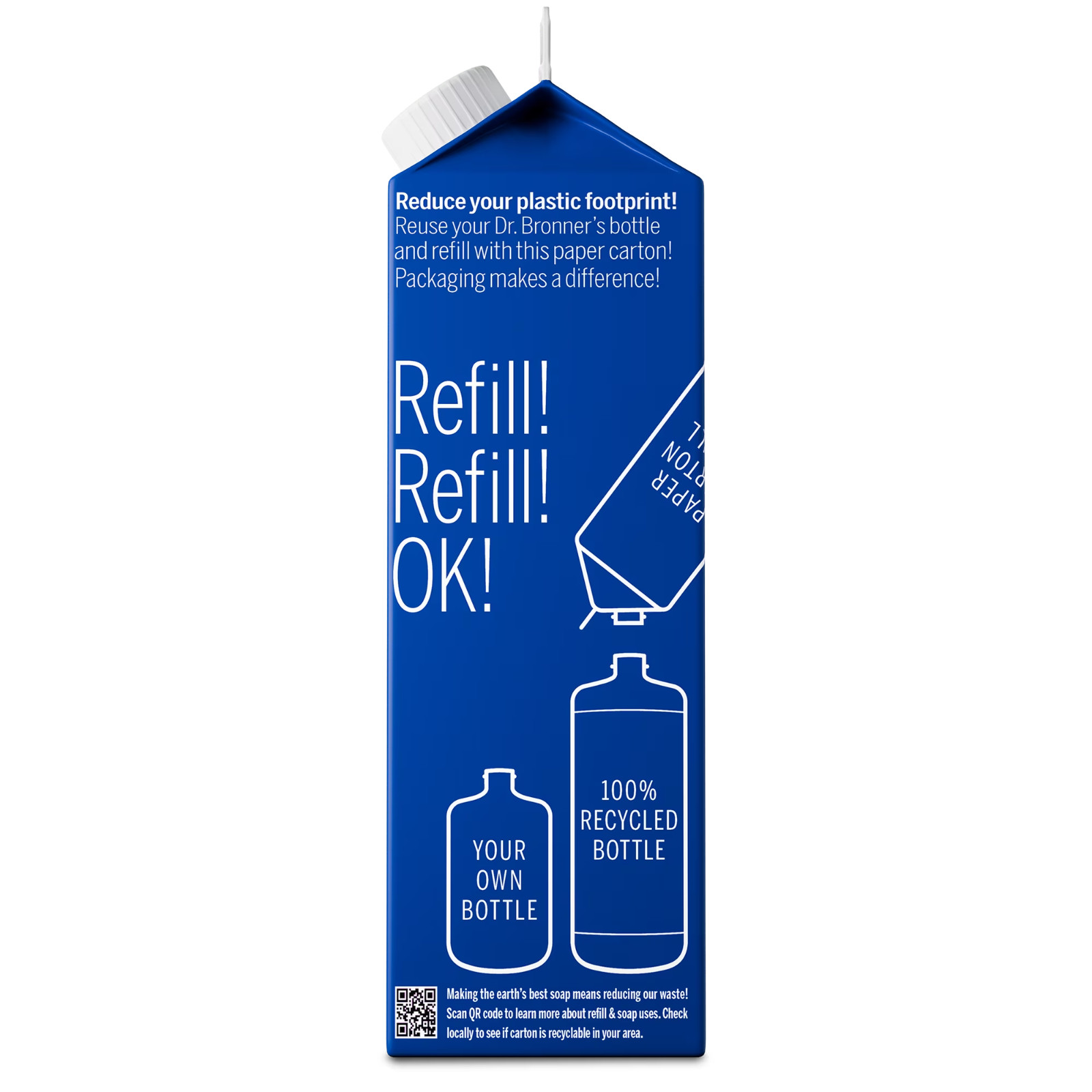 Dr. Bronner’s Peppermint Pure-Castile Liquid Soap, 32 oz, Refill Carton, 2 Pack