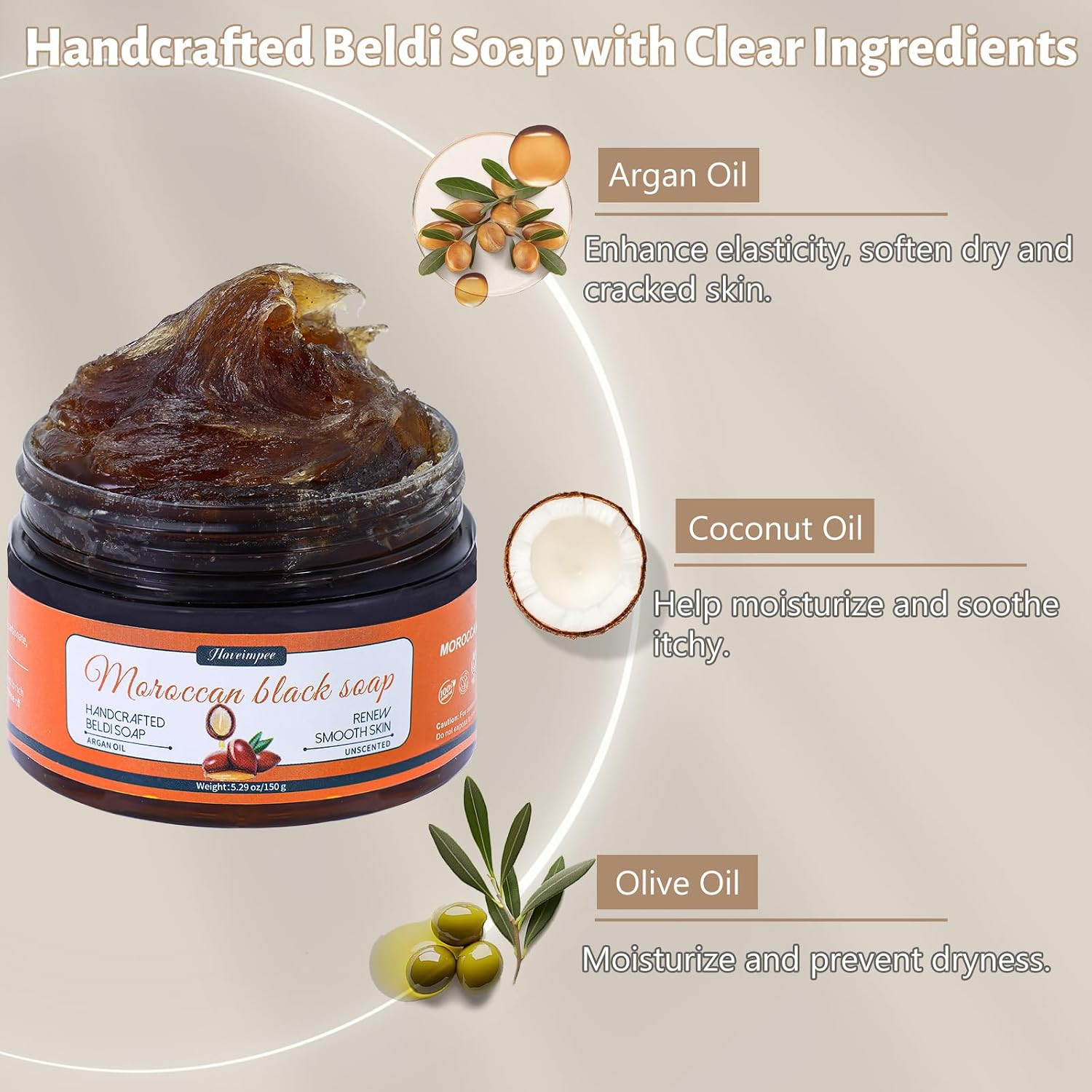 2 Pack Organic Moroccan Black Soap Soften Skin, Moisturizing Beldi Soap with Arg