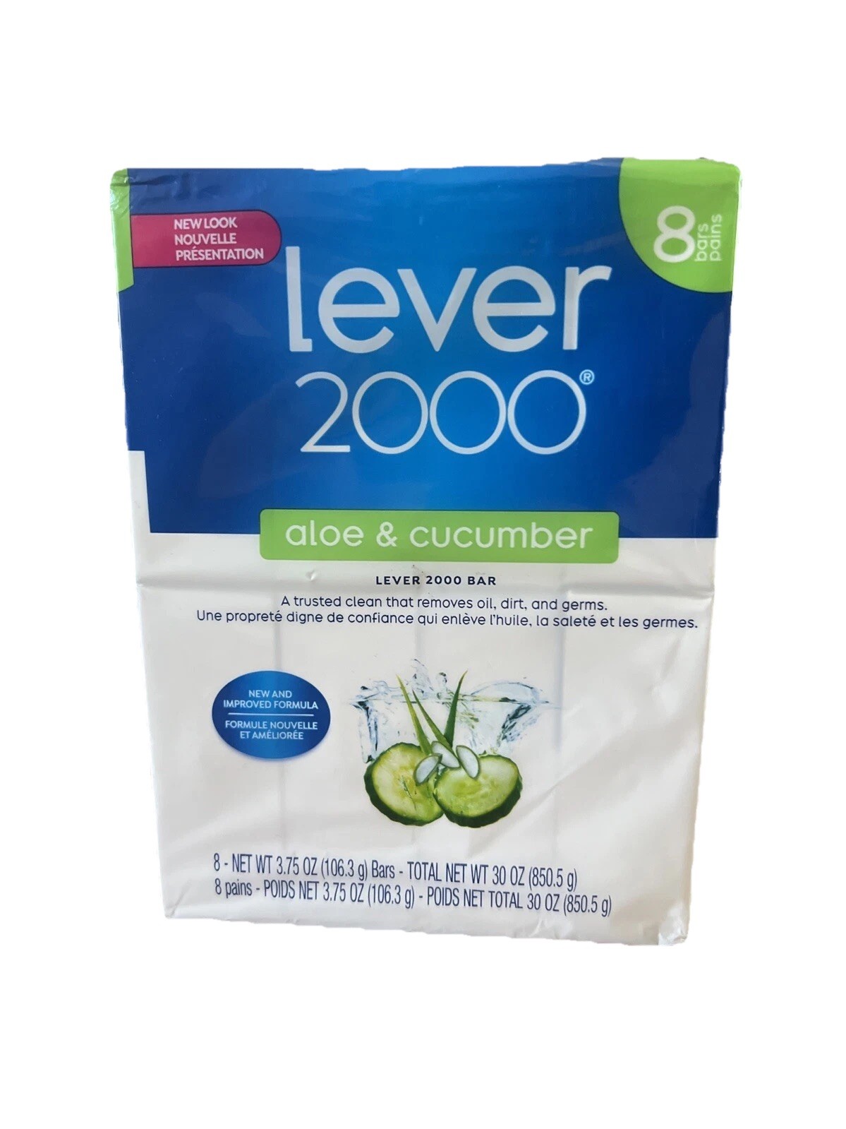 Lever 2000 Aloe & Cucumber Soap Bar ~ 8 Bars @ 3.75 oz Each