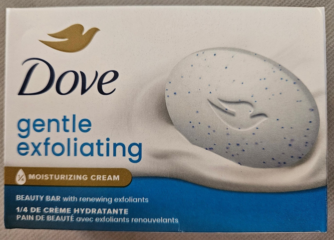Dove Gentle Exfoliating Beauty Soap Bar 3.75 oz, 1/4 Moisturizing Cream