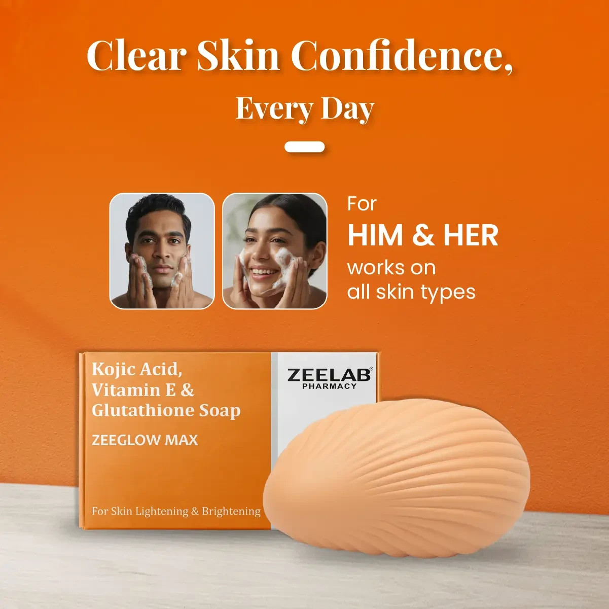 Kojic Acid and Glutathione Soap​ with Vitamin E For Glowing Skin 75GM Pack of 3
