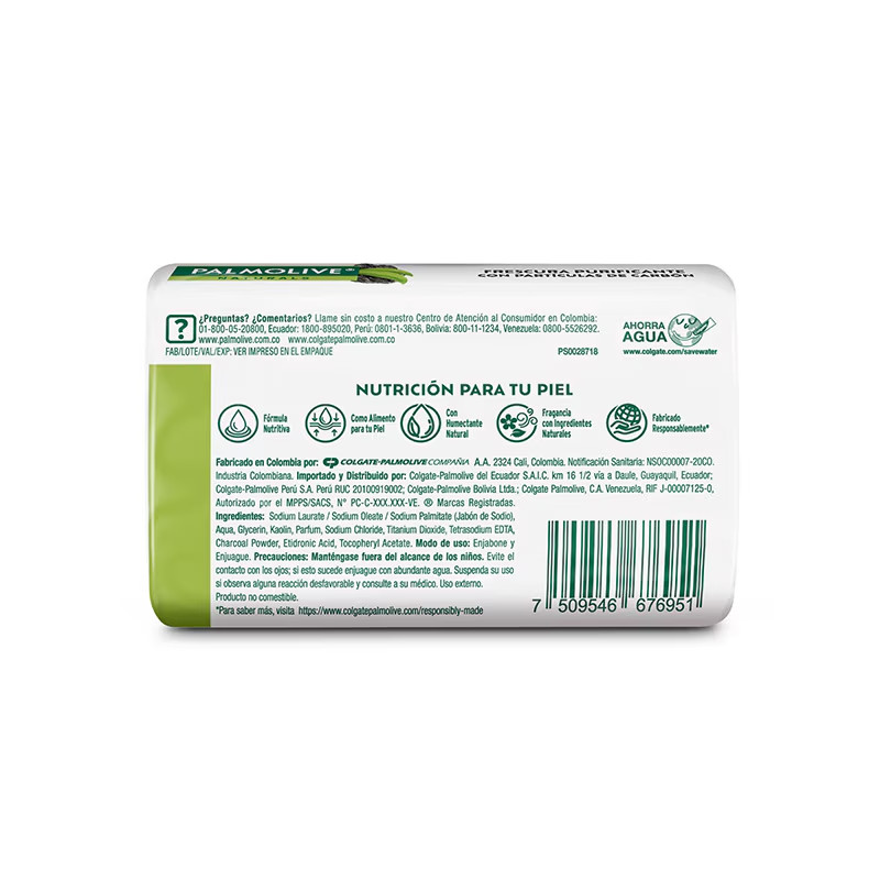 Palmolive Naturals Sensación Purificante Bar Soap con Carbon, 110g