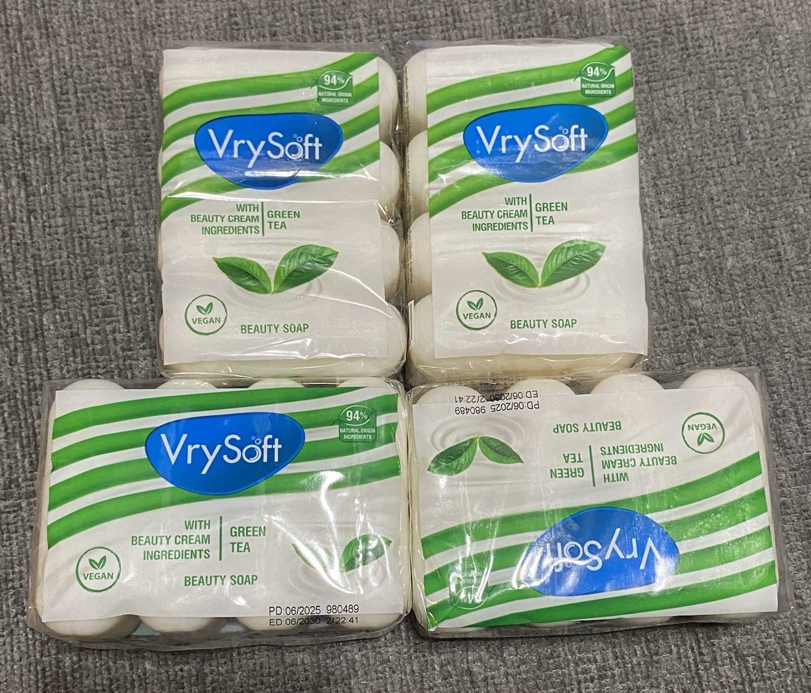 16 Bras (4Packs) Green Tea Beauty SOAP,w/beauty Cream Ingredients 11.28oz/pack