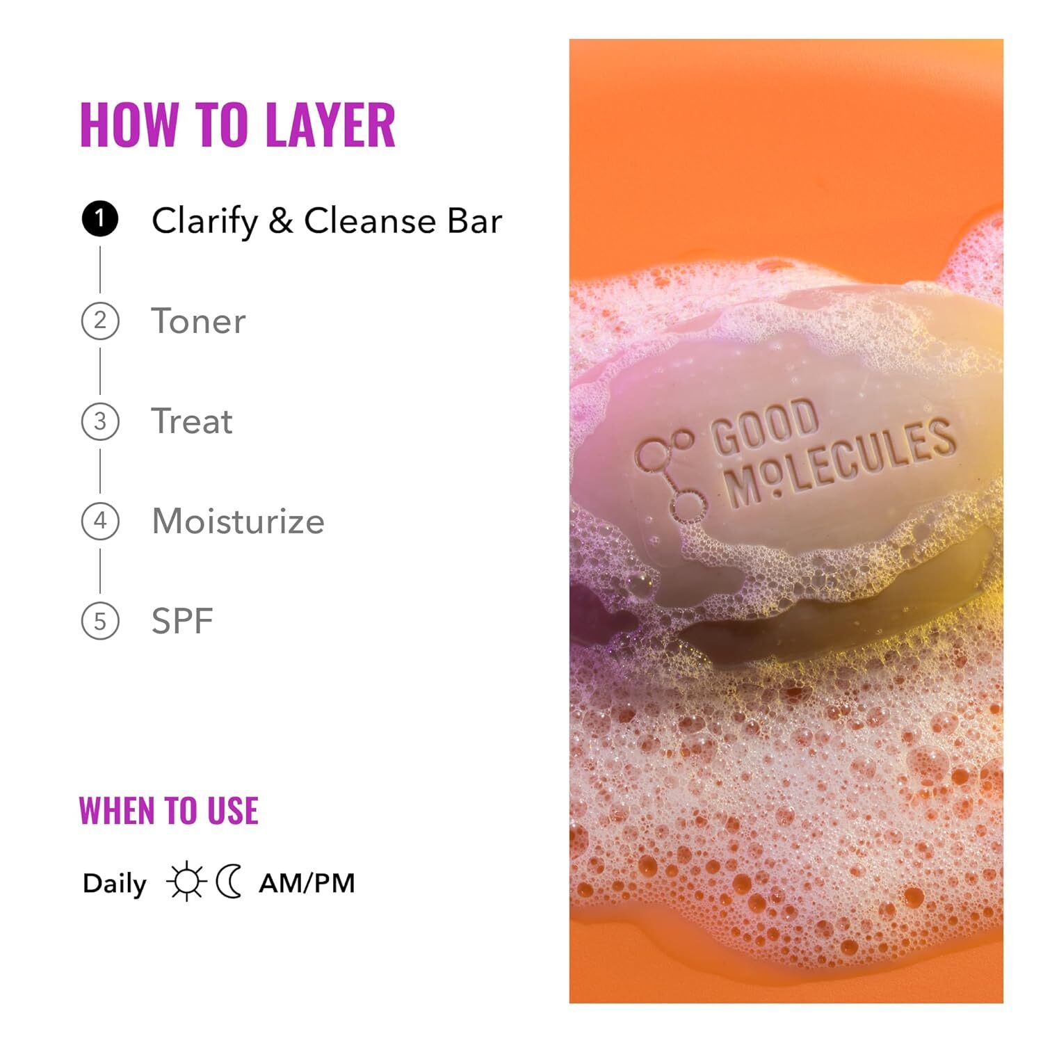Good Molecules Clarify and Cleanse Bar – Soap-Free Bar with Salicylic Acid BHA,.