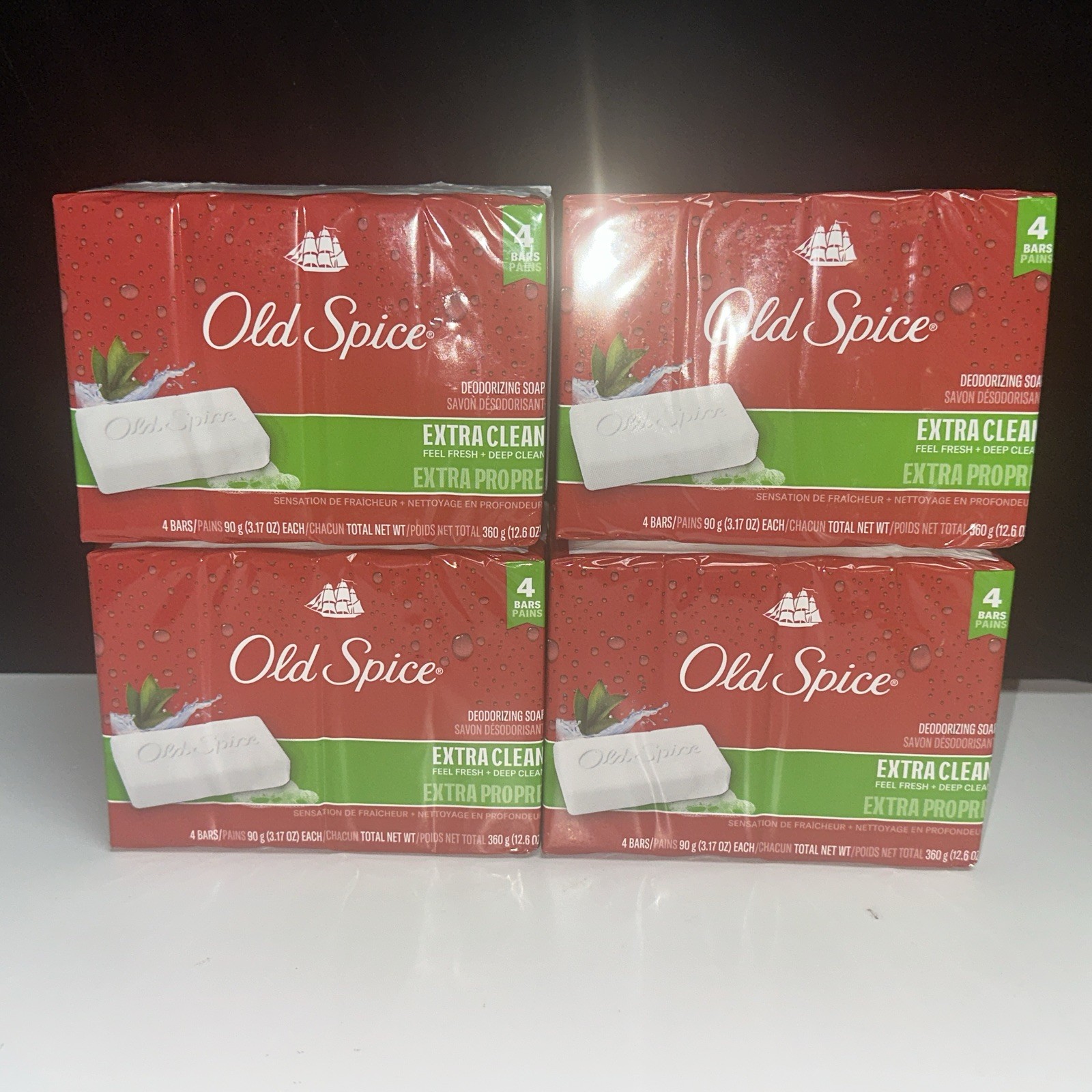 16 BARS-LOT OF 4 Packs-Old Spice Deodorizing Bar Soap Extra Clean Fresh 3.17oz