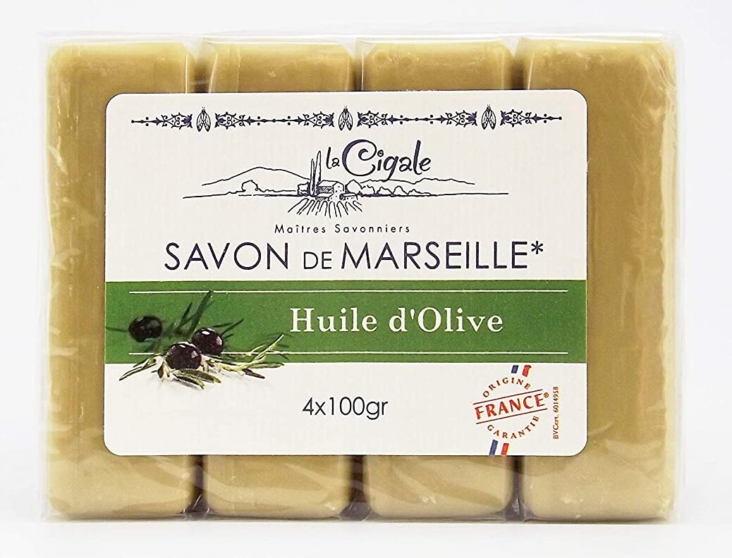 Savon De Marseille La Cigale Green Pure Olive Oil Soap – Pack of 4 x 100g –