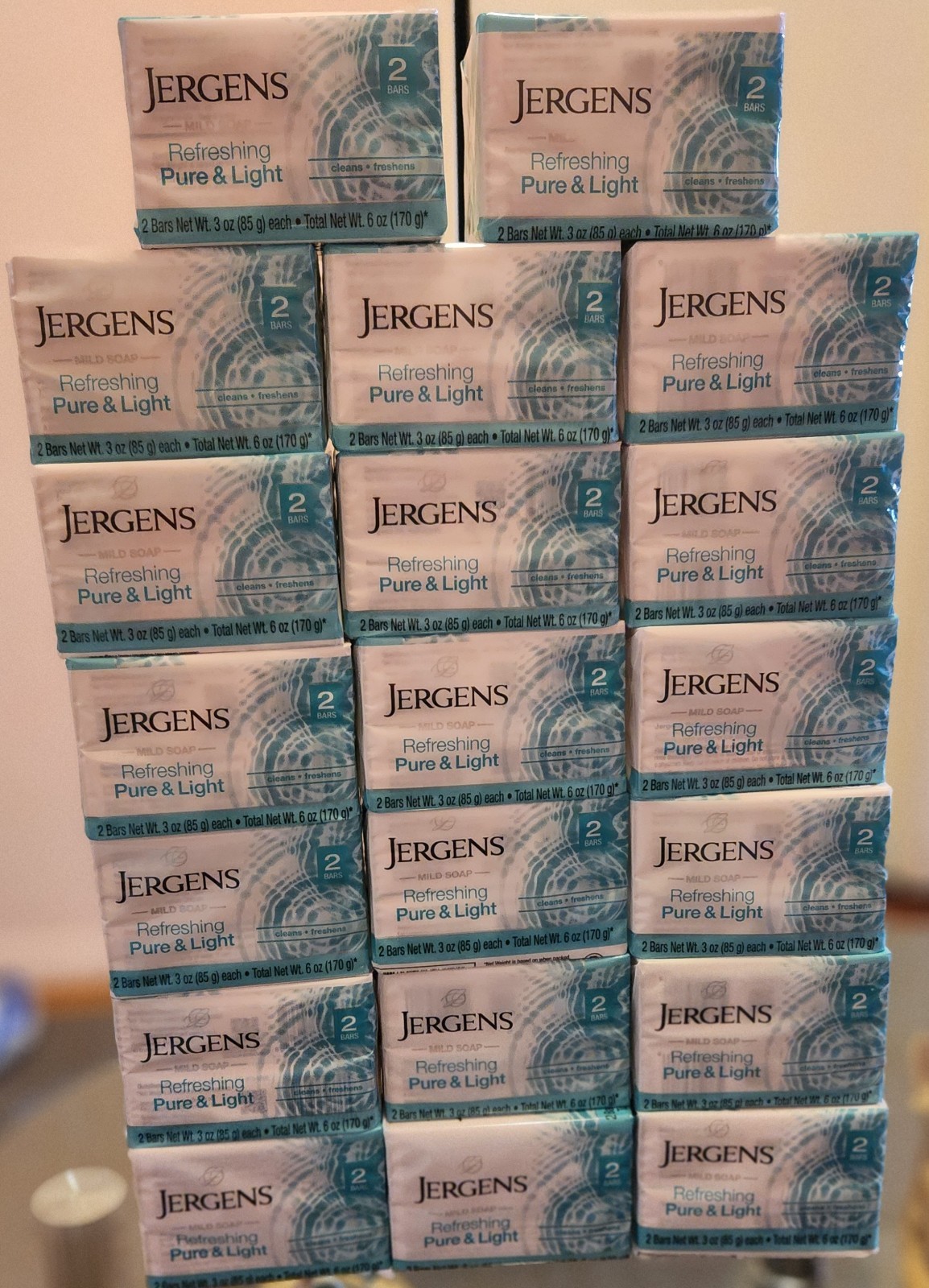 Jergens Mild Soap – Refreshing Pure And Light 20Pack – 40 Bars Total 3 Oz ea.