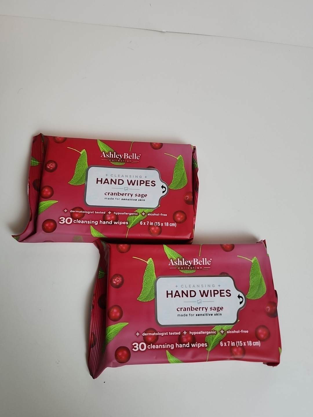 Ashley Belle Hand Wipes Cranberry Sage 60 Total Lot Of 2 New