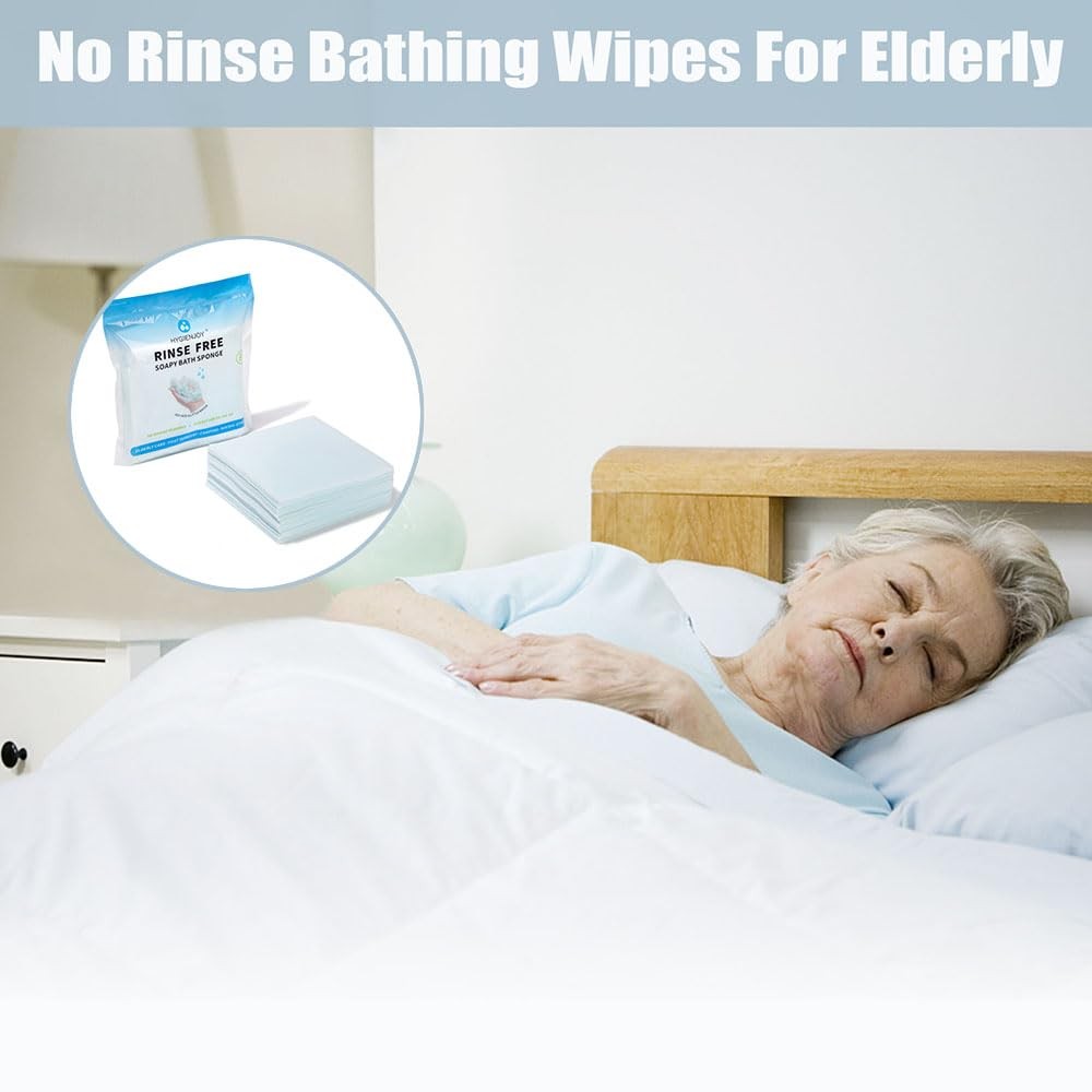 -21% Larger,No Rinse Bathing Wipes for Adults-Rinse Free Bath Sponges,Soap In…