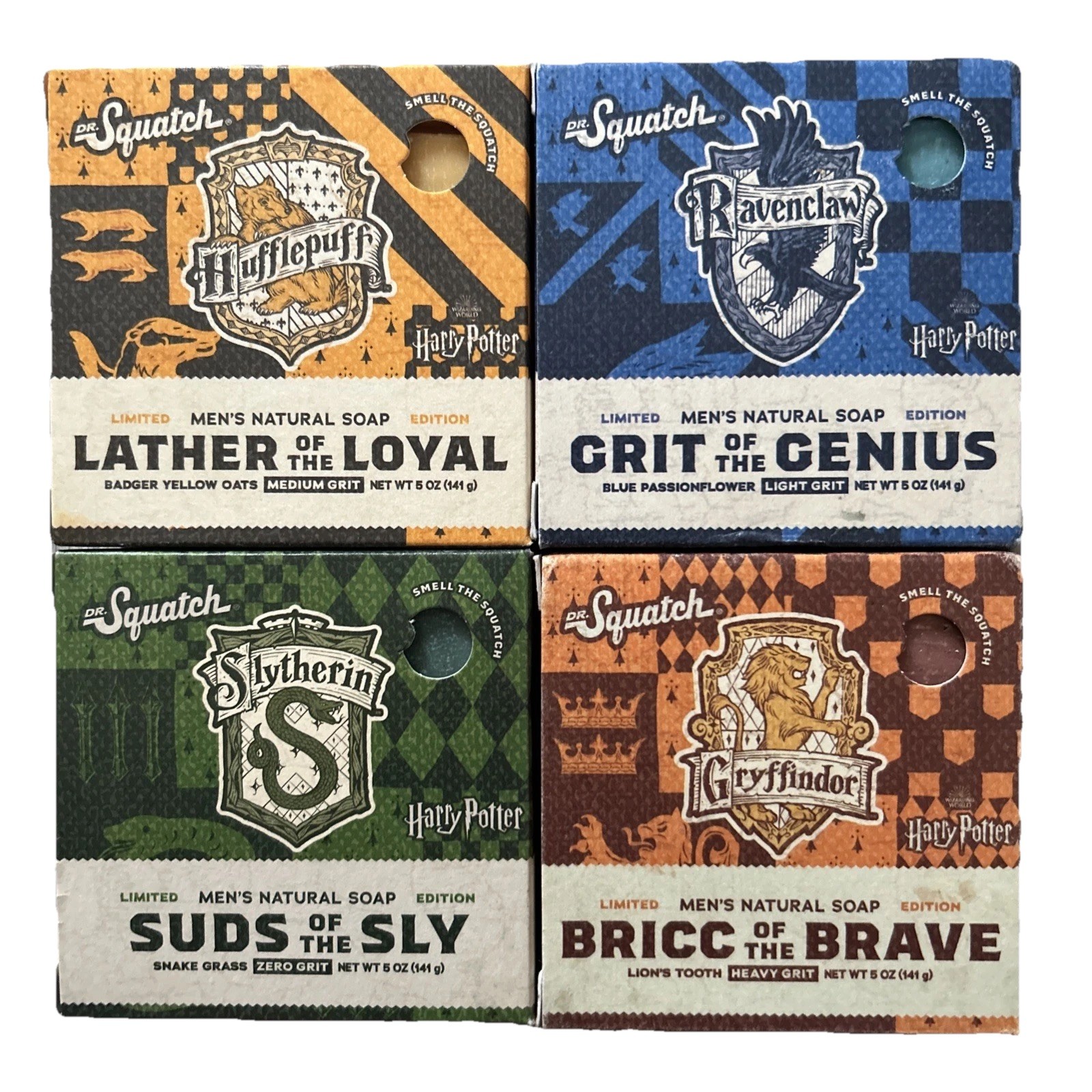 4-Pack Dr. Squatch Harry Potter Soap Hufflepuff/Slytherin/Ravenclaw/Gryffindor