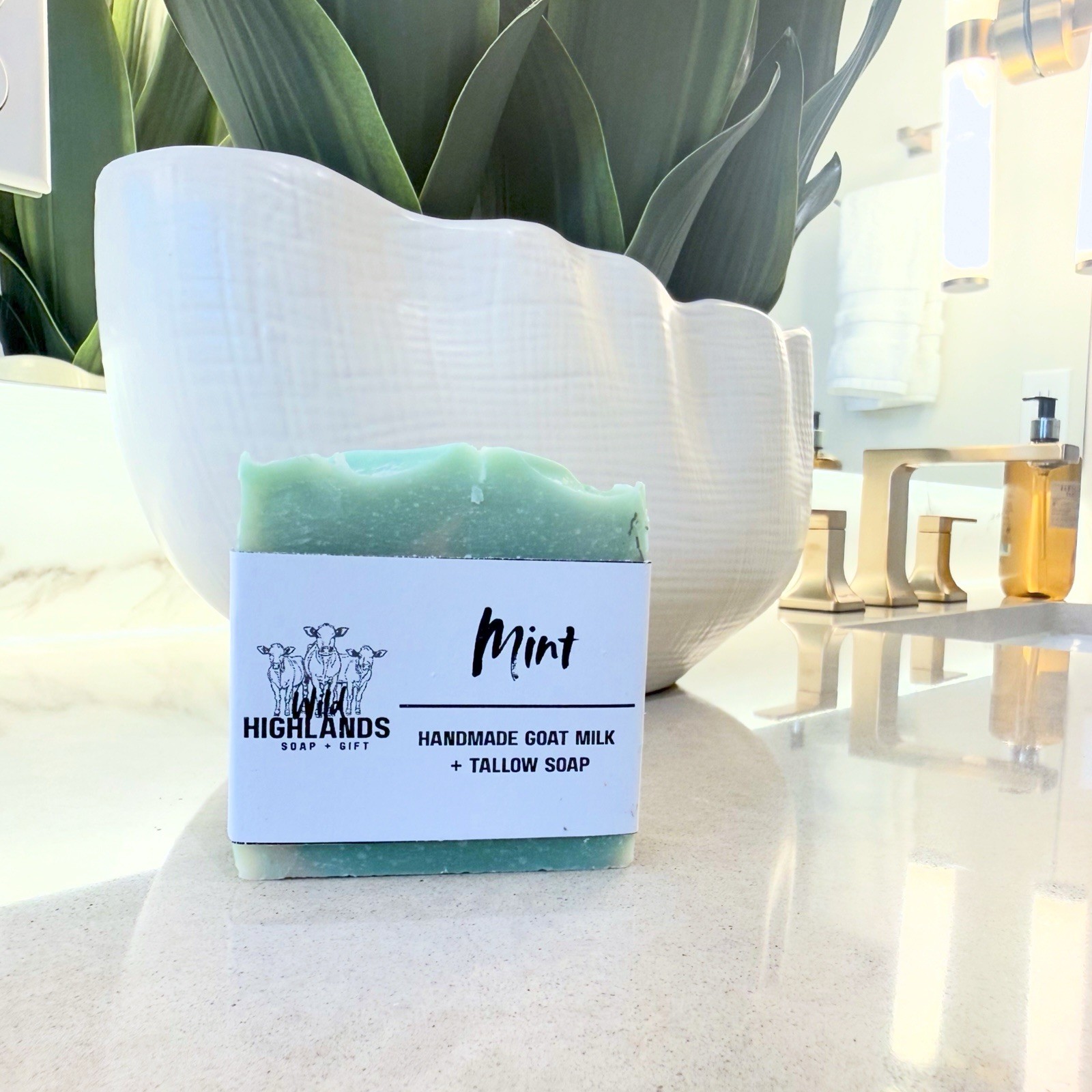 Mint Goat Milk & Tallow Swirl Body Bar Soap for Body & Hands Refresh And Clean