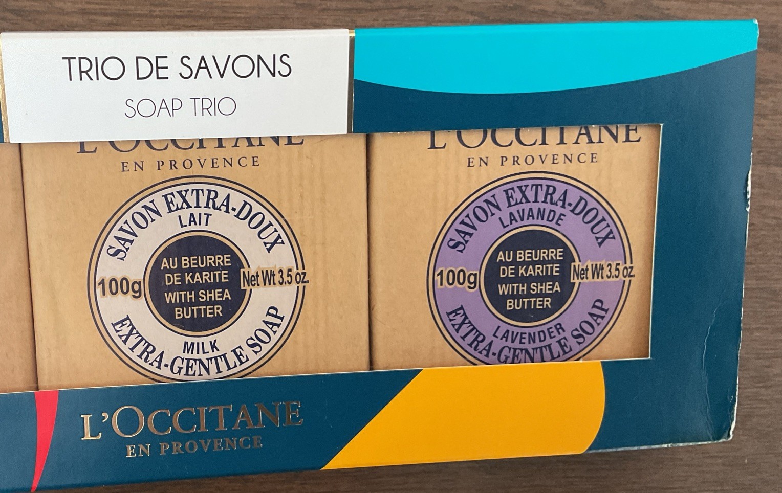 3 Bars L’Occitane Shea Butter Soap Trio Lavender ~ Milk ~ Verbena Gift Pack NIP