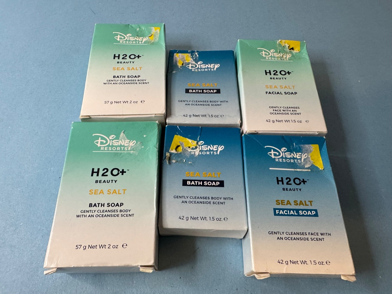 Disney World Resorts H20 2 Bath 2 oz Bath 1.5 oz each 2 Facial Soap 1.5oz