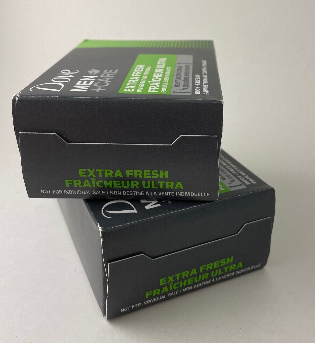Lot of 2 Dove Body/Face Bar Soap Men + Care Extra Fresh 4 oz. NEW in box