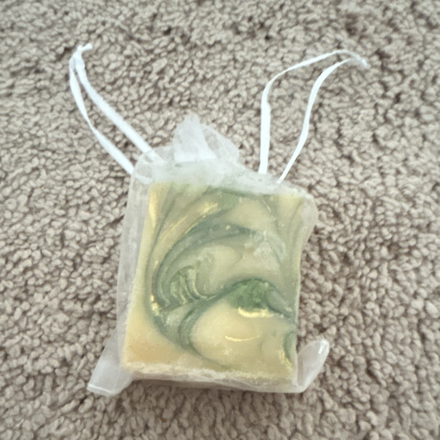 Cream & Green Swirl Rectangular Body Bar Soap for Women Men Teens