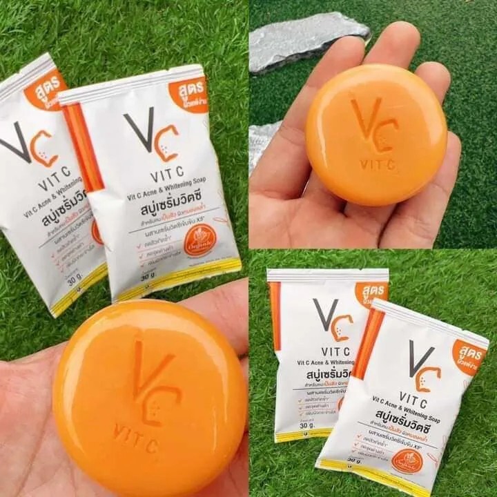 10x VC Vit C Ance & Whitening Soap, Reduces acne scars brightens skin 30g