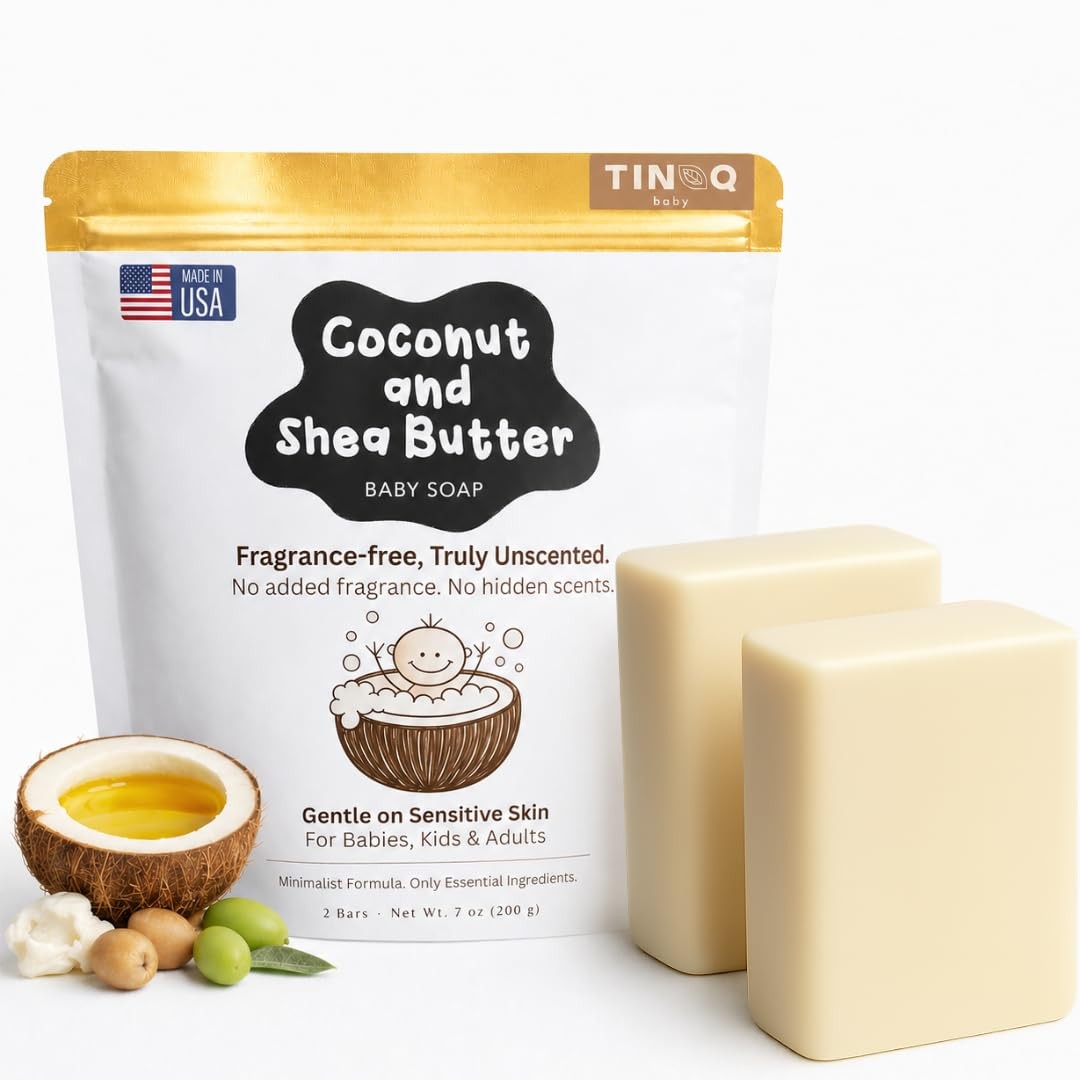 TINOQ Fragrance Free Baby Bar Soap for Sensitive Skin | Unscented Natural soap