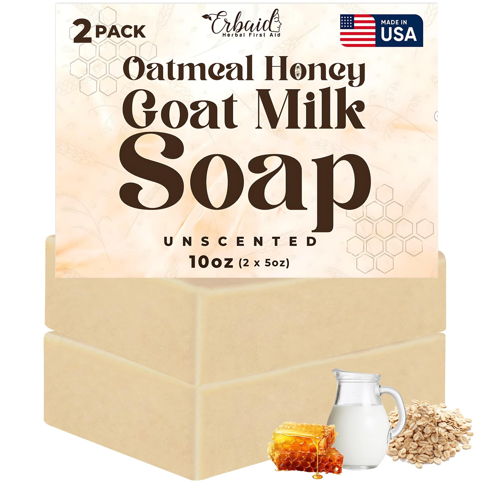 Oatmeal Goat Milk Soap Bar 2 Pack – Eczema & Sensitive Skin Relief
