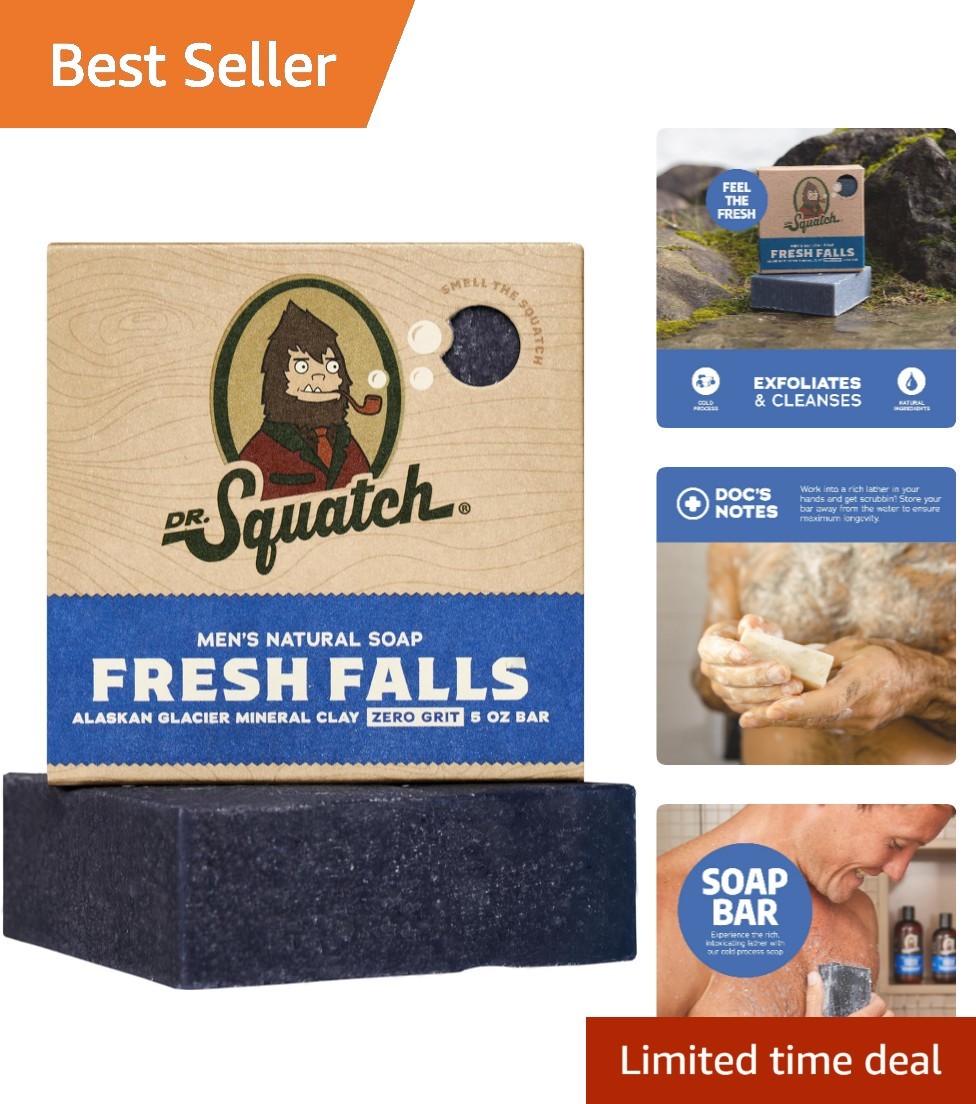 Eco-Friendly Men’s Bar Soap with Coconut Oil & Shea Butter – 5 oz Fresh Falls
