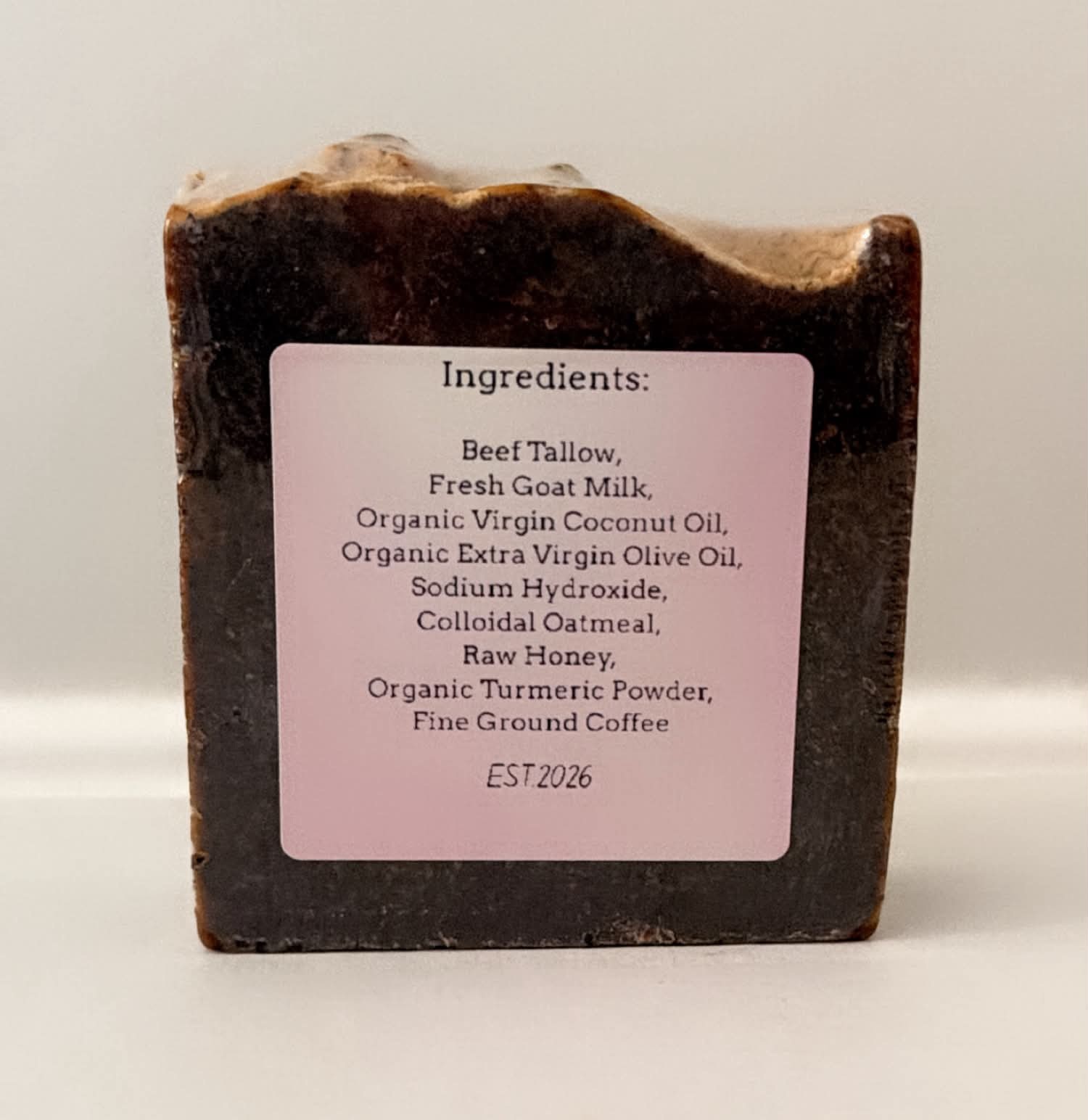 1 Bar Unscented Turmeric & Coffee Scrub Beef Tallow & Goat Milk Soap